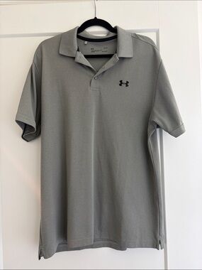 Under Armour Light Gray Men's Polo with Black Logo
